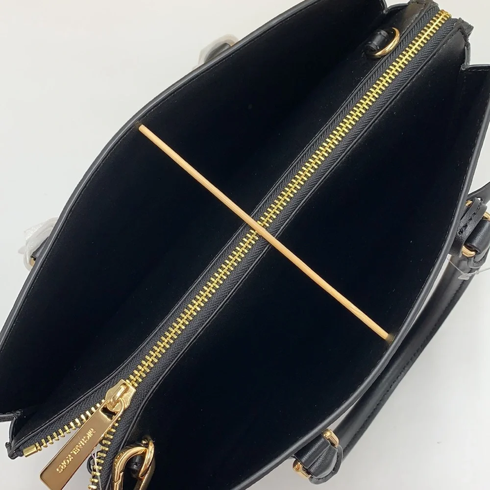 MICHAEL KORS SHEILA MEDIUM CENTER ZIP SATCHEL / CROSSBODY BLACK COLOR